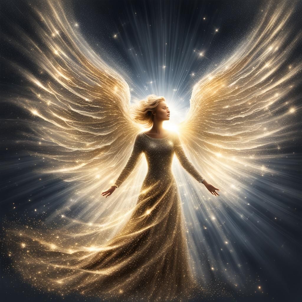 Radiant Angel of Light in Glittering Whirlwinds