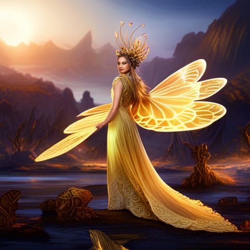 Golden Butterfly Queen Fantasy Concept Art