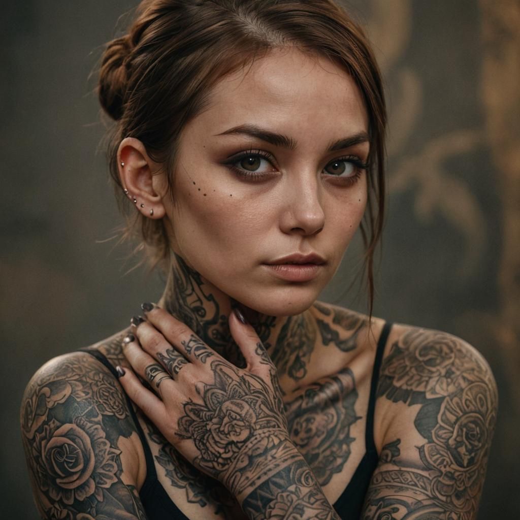 Dark Fantasy Tattoo Art Portrait in Ink