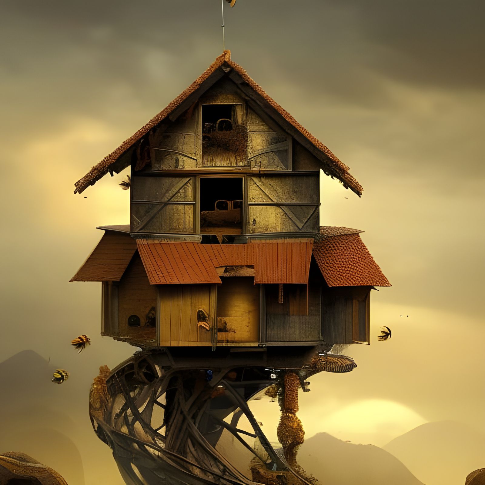 Epic Bee Hive Digital Matte Painting