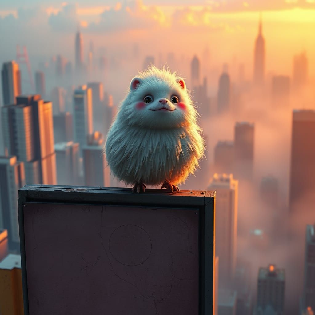 Whimsical City Billboard Creature