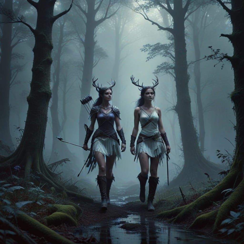 Ethereal Huntress in Ancient Forest