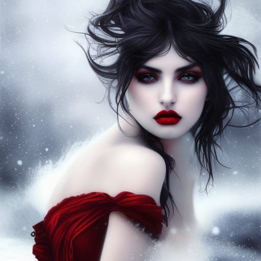 Gothic Snow Fox Beauty in Fantasy Art Style
