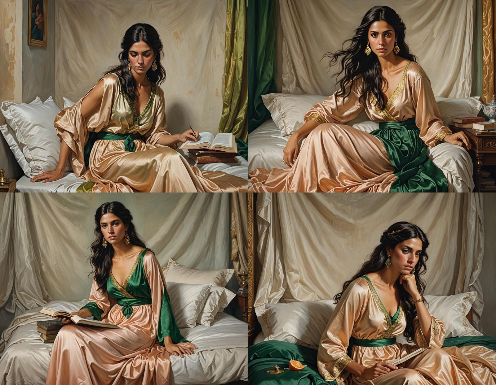 Regal Greek Woman in Hyper-Realistic Oil Painting
