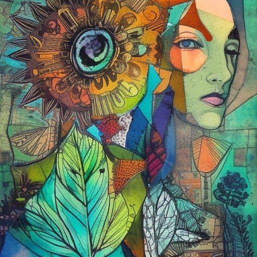 Modern Boho Garden Collage in Csontvary-Kosztka Style