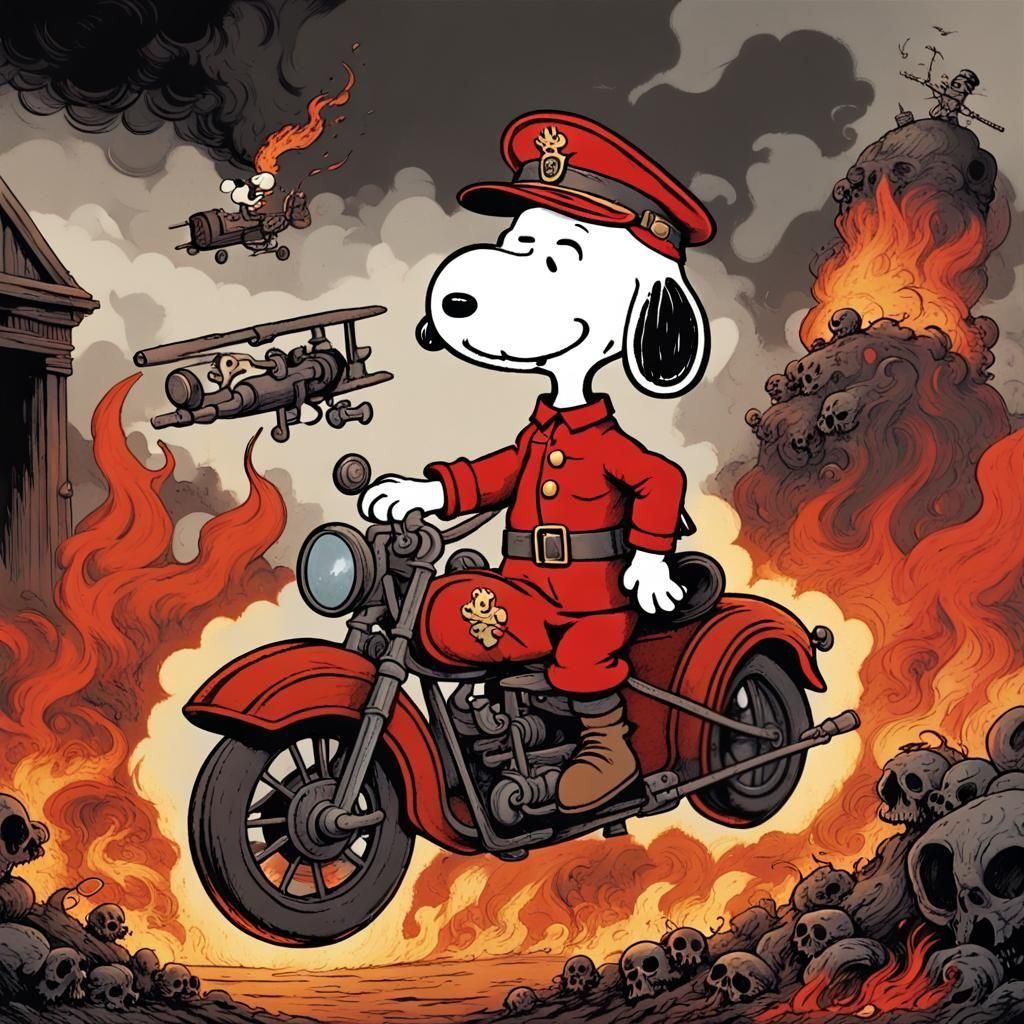 Snoopy and the Red Baron in Hell Comic Art