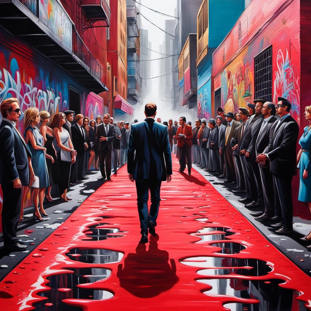 Celebrity on Red Carpet with Graffiti Art