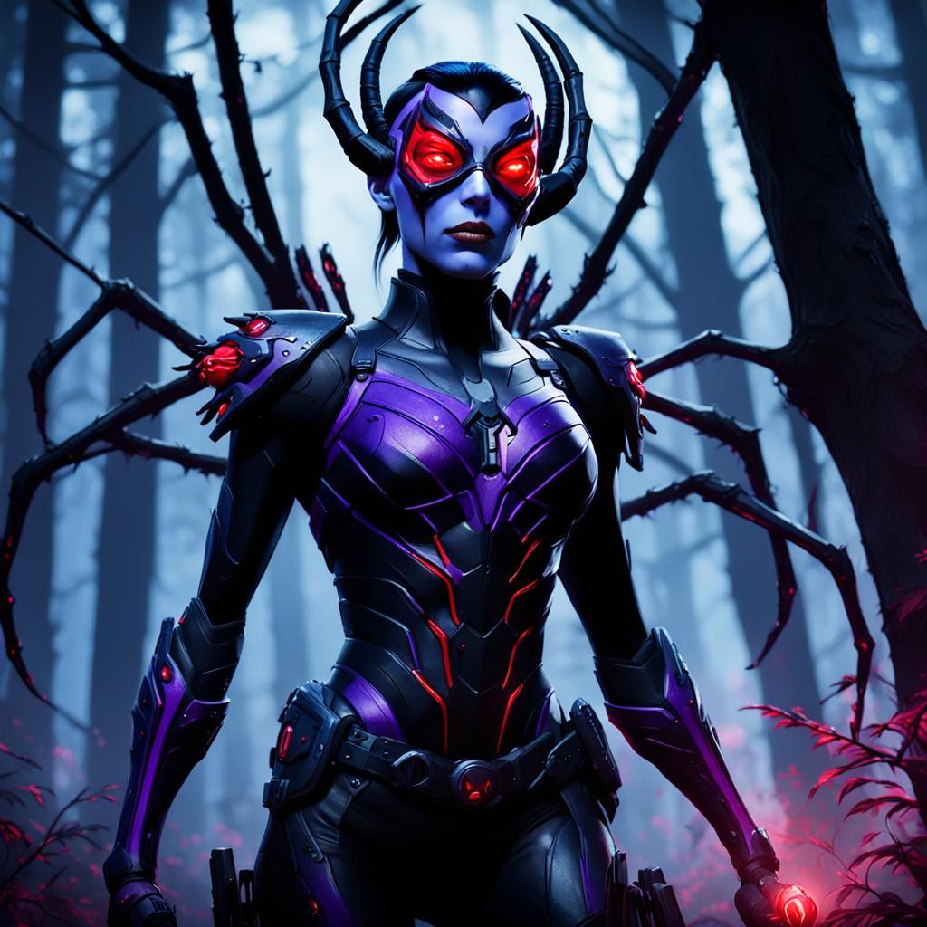 Widowmaker in Dark Gothic Forest, Digital Art