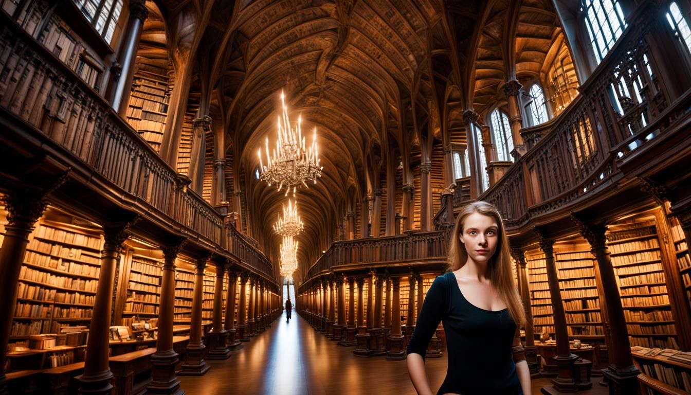 Labyrinthine Library Portrait in Avedon Style