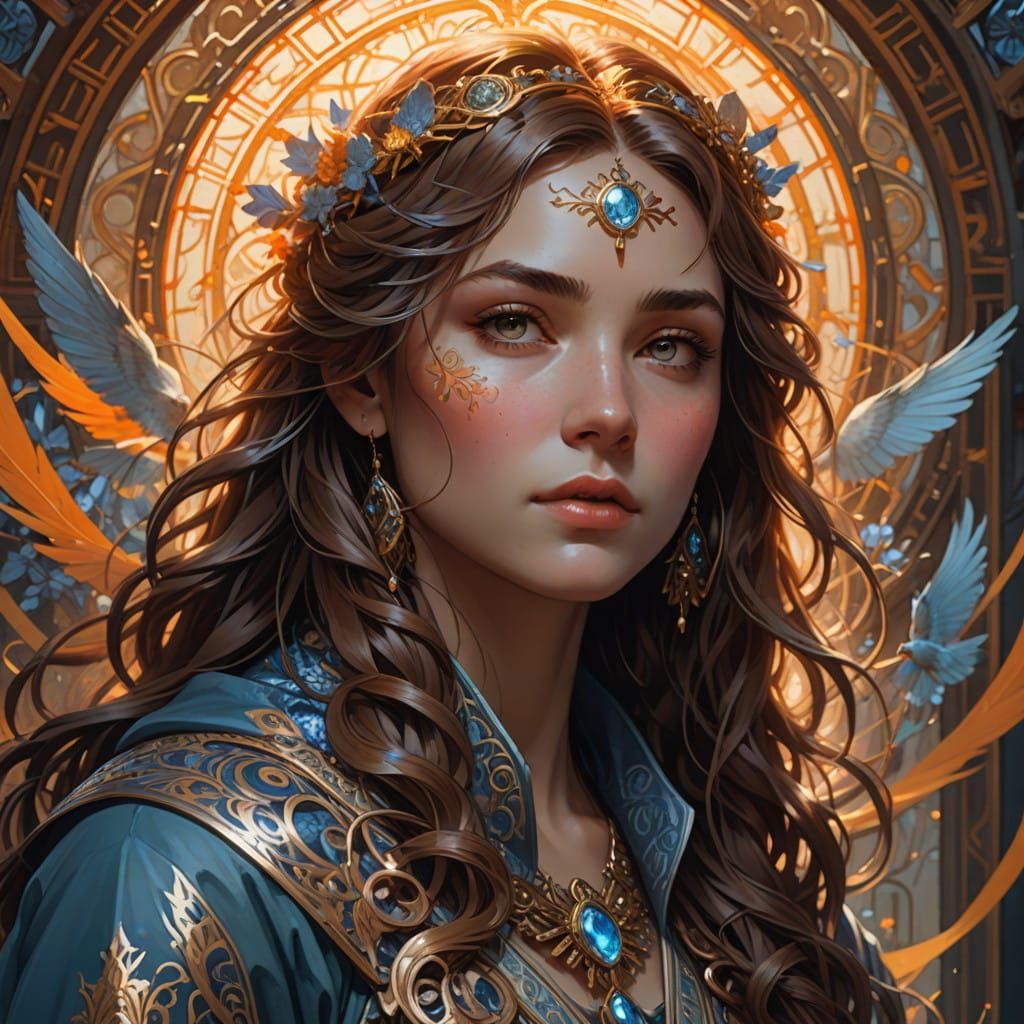 Spirit Descends Upon a Young Girl in a Realm of Ethereal Lig...