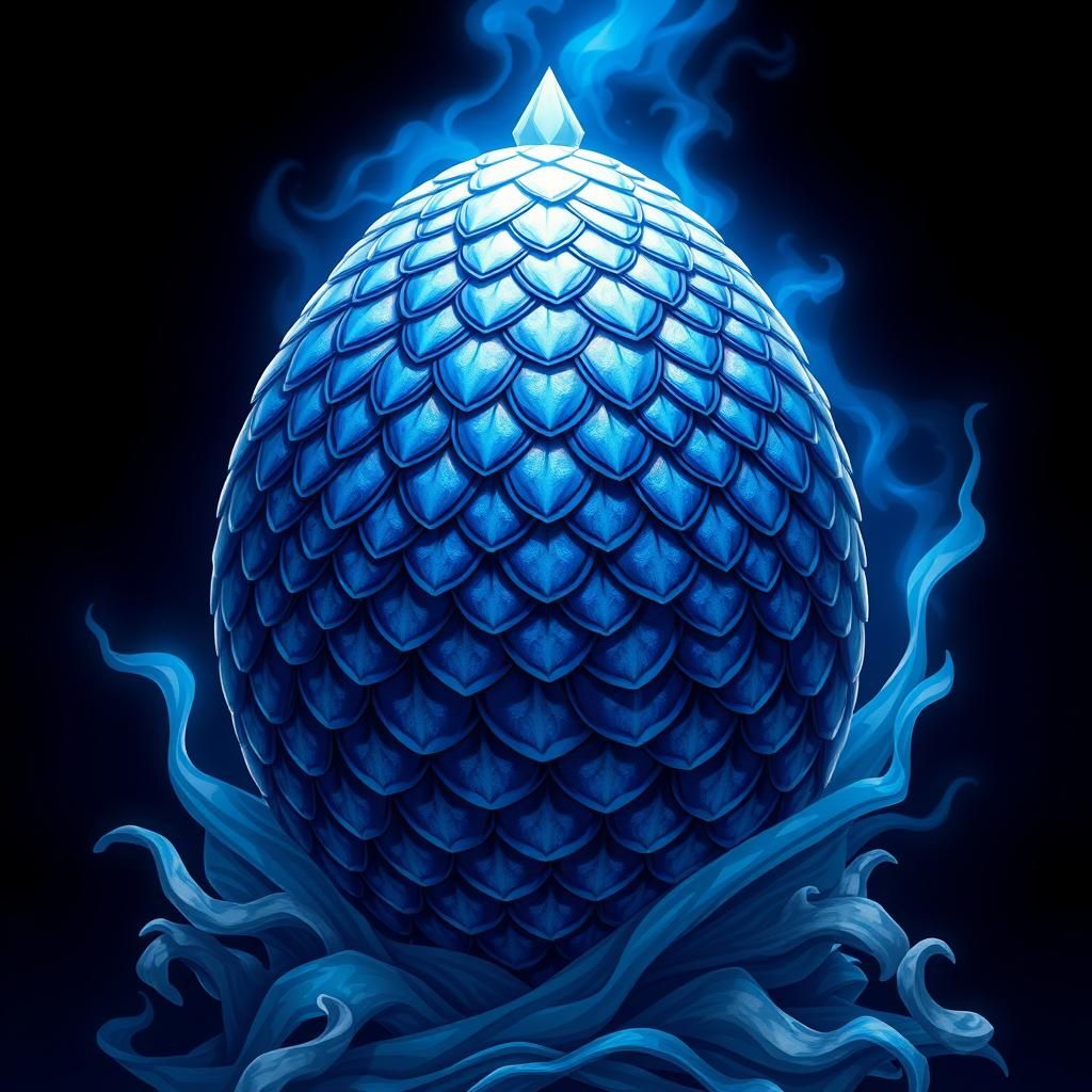 A duke royal blue dragon egg with ocean scales