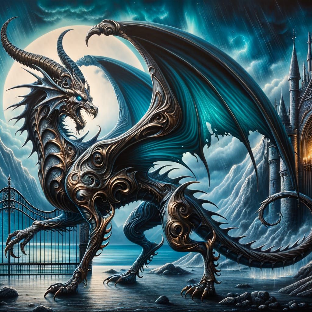 Gothic Dragon Angel in Metallic Hues