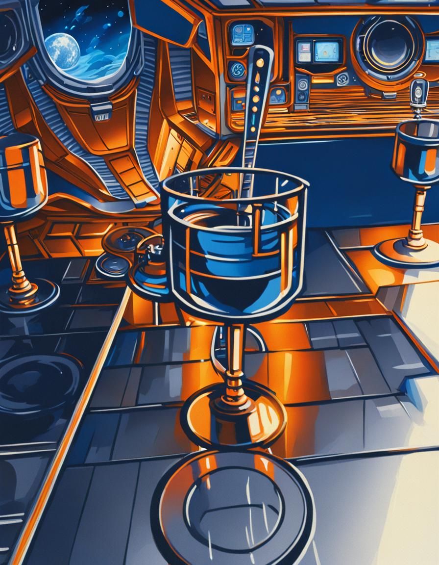 Spacecraft Bar with Galactic View in Cinematic Style