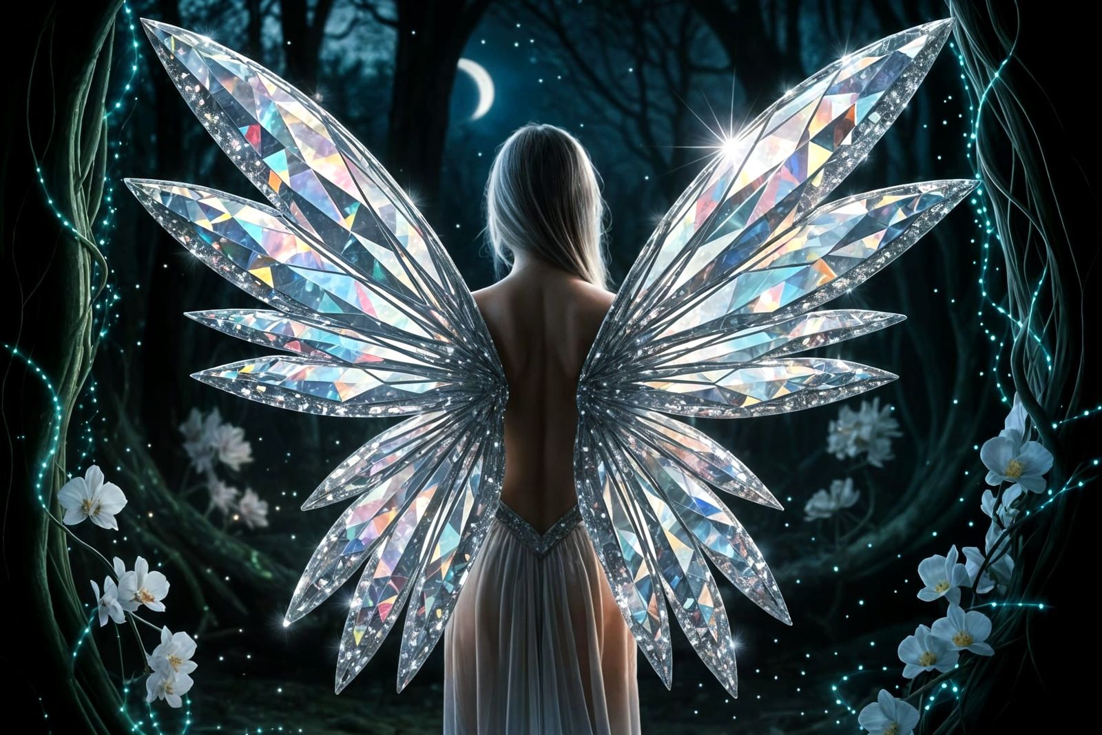 Fairy with Diamond Wings in Alien Forest