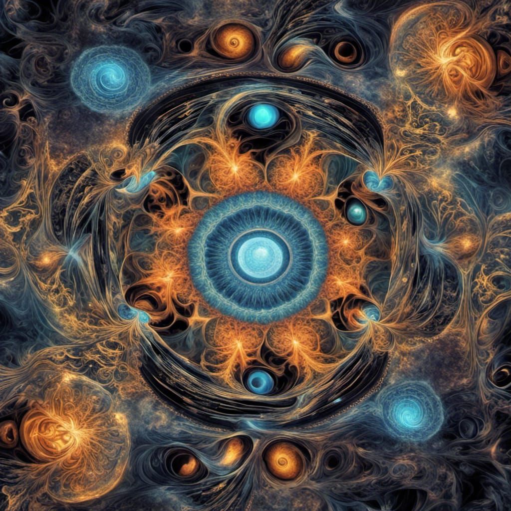 Psychedelic Cosmic Fractal Reflection in Tapestry Style