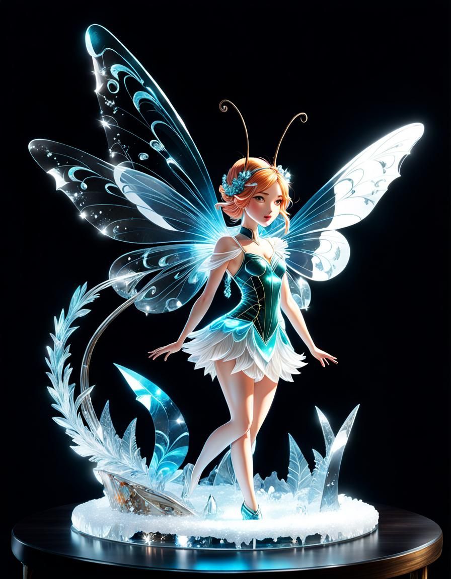 Neural Network Fairy Ice Sculpture in Wonderland