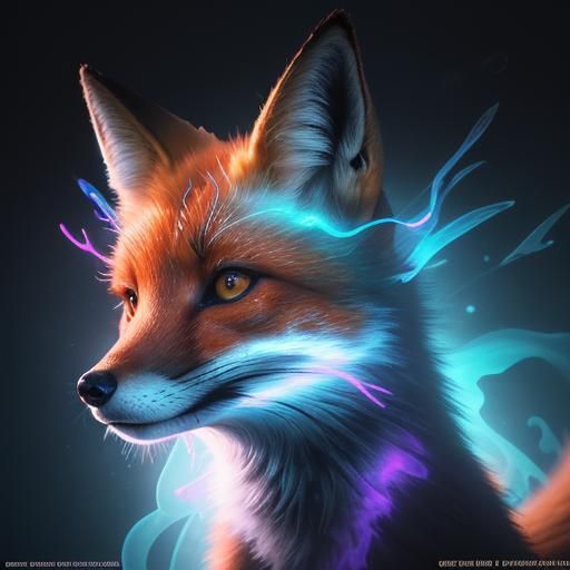 Bioluminescent Fox in Pop Art Style
