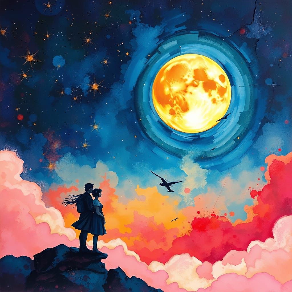 Friends Unite Under Vibrant Sunset Skies