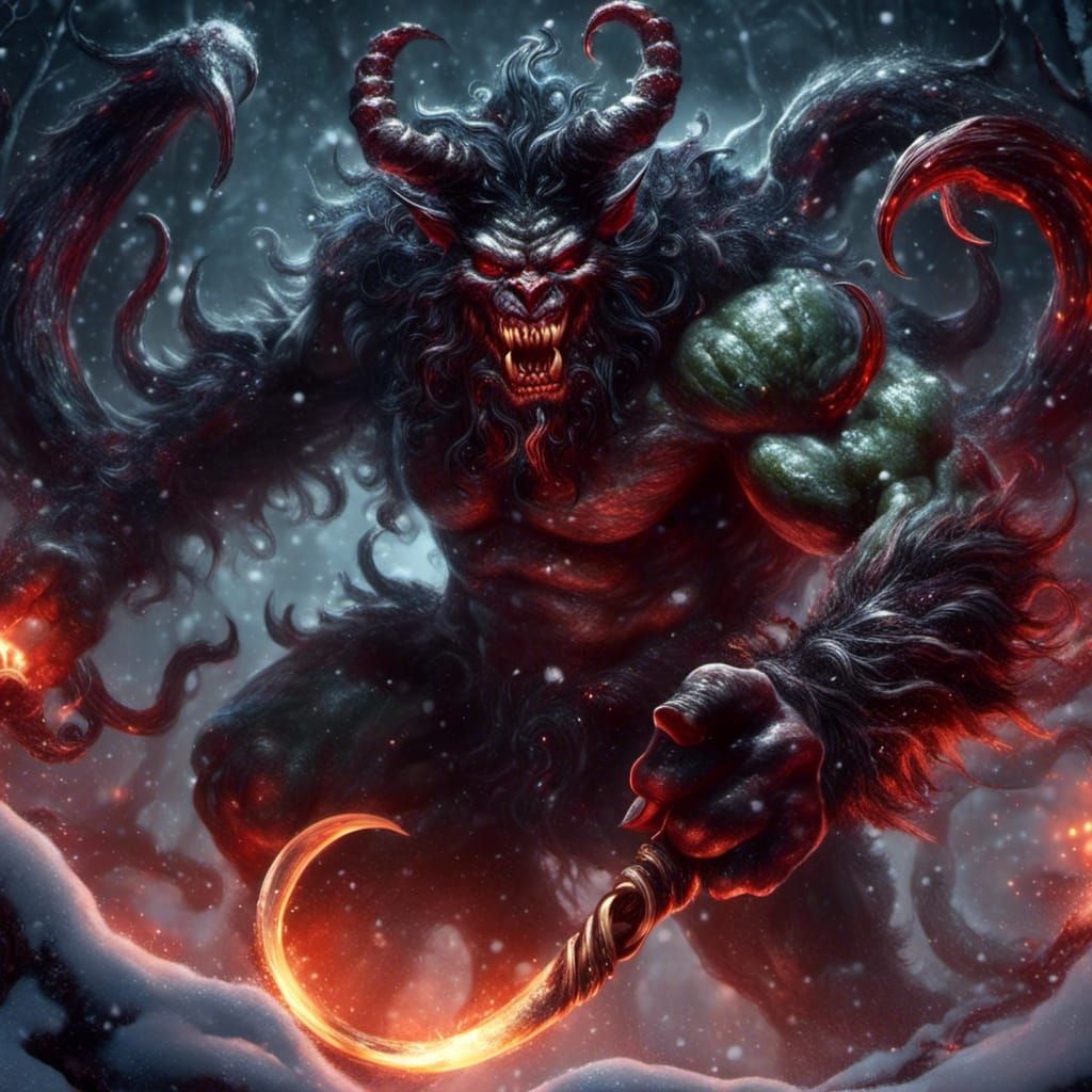 Demonic Boxing Ninja Krampus with Dark Sparkle