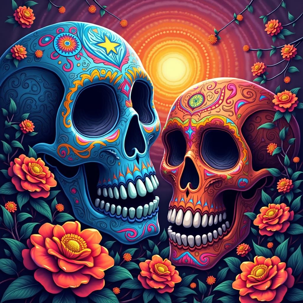 Dia de los Muertos in Abstract Fractal Style