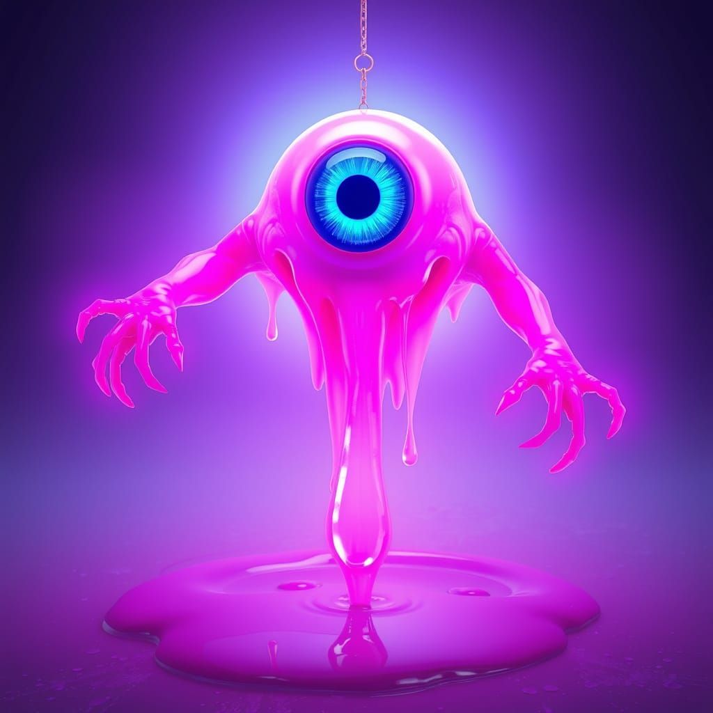 Glowing Pink Creature Defies Gravity in a Splash of Vibrant ...