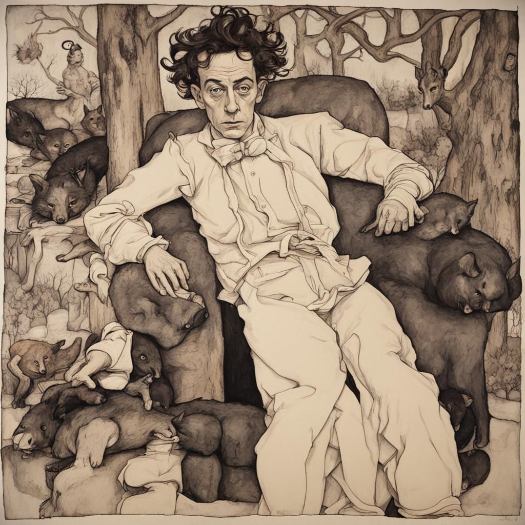 Cartoon Animals in Bosch-Schiele Inspired Carnage