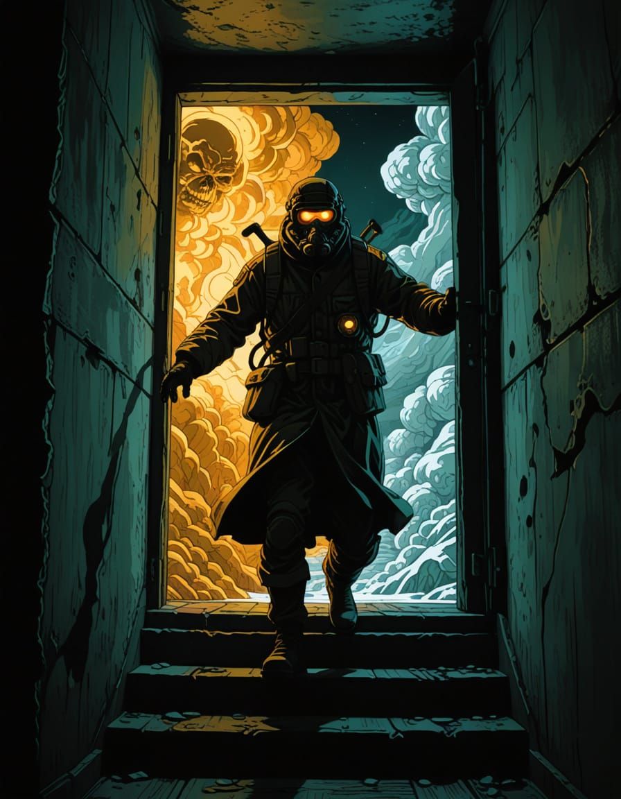 Michelangelo Inspired Nuclear Art Woodcut