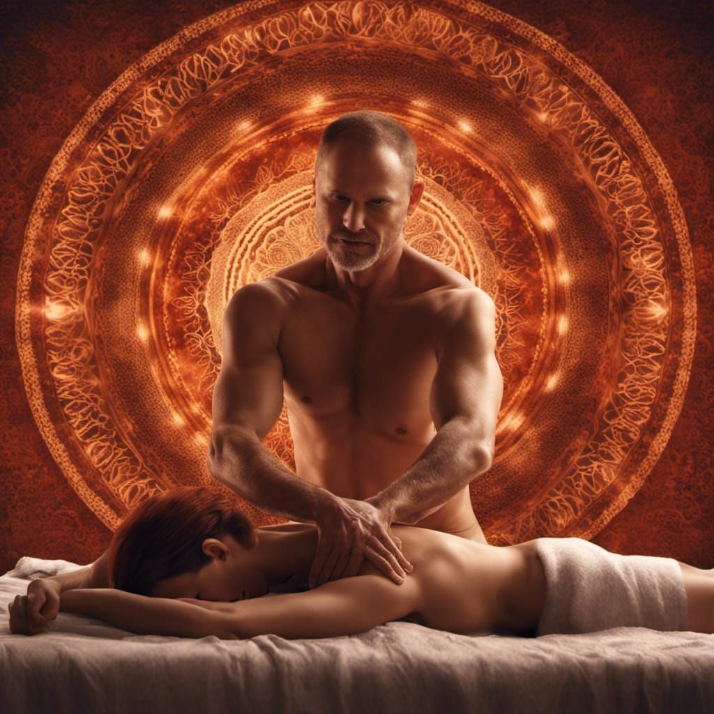 Tantric Massage with Mandala Background in Photorealistic St...