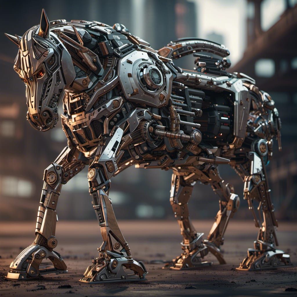Futuristic Sci-Fi Mecha Horse in 8K