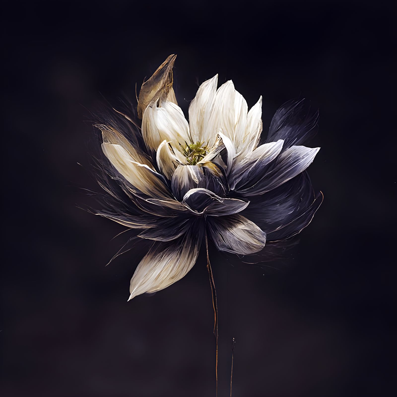 Abstract Floral Watercolor Painting with Gold Traces