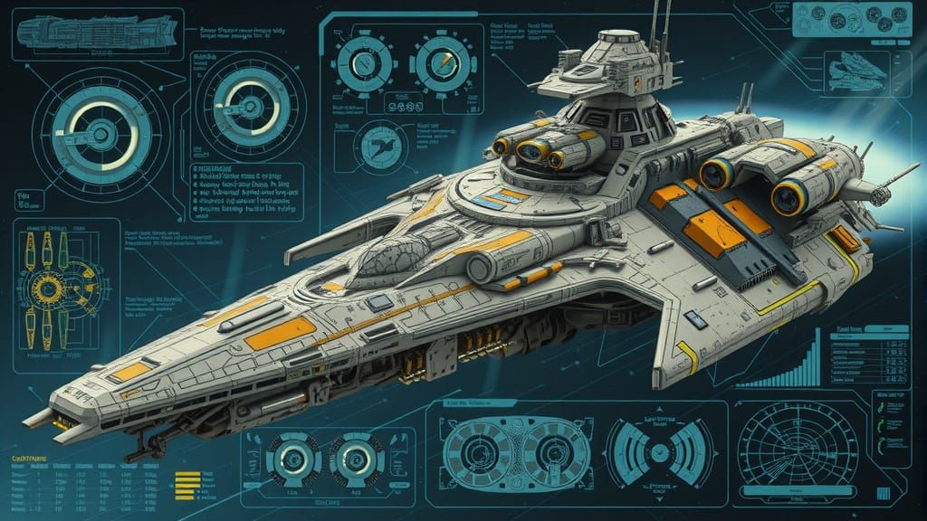Futuristic Space Dreadnought Mothership Concept in Industria...