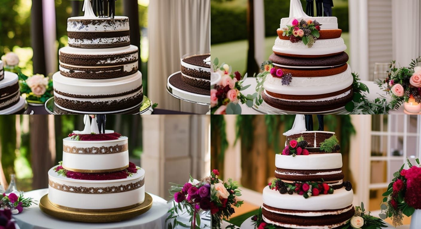 Elegant Four-Layer Wedding Cake with Figurine Topper