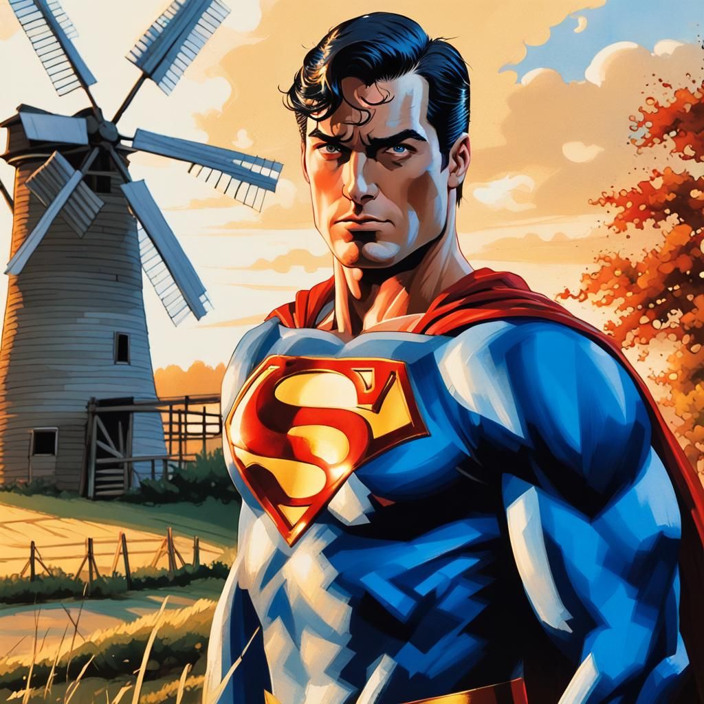 Superman Portrait at Kent Farm, Digital Comic Art