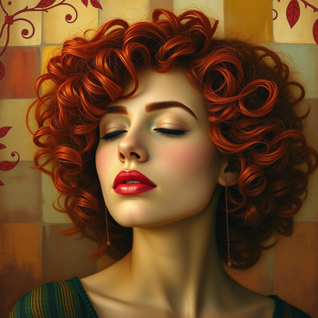 Whimsical Woman in Vibrant Dreamlike Landscape