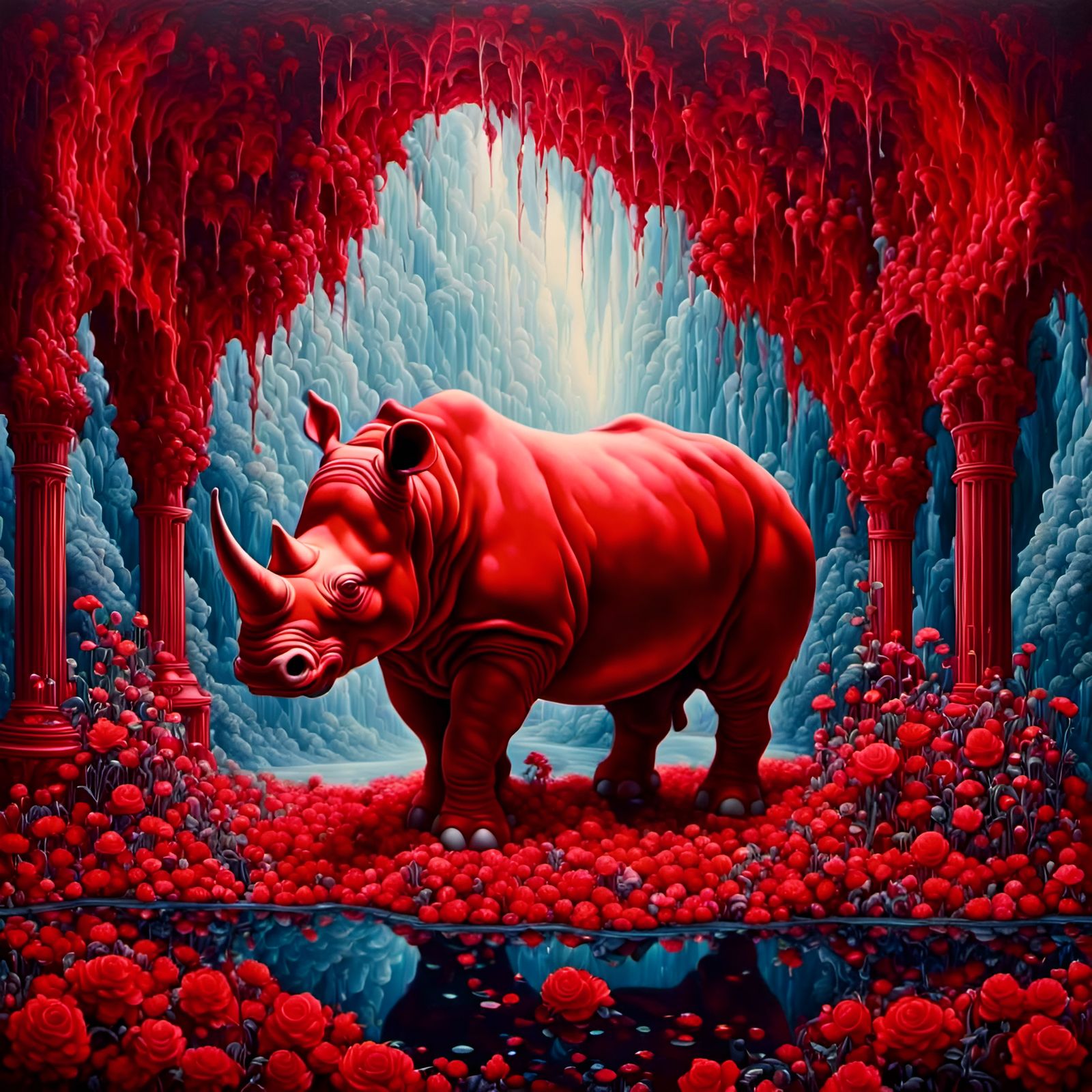Surreal Red Rhinoceros