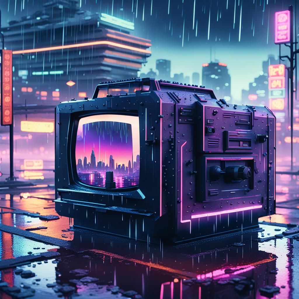 Neo-Noir Cityscape with Retro 8-bit Graphics