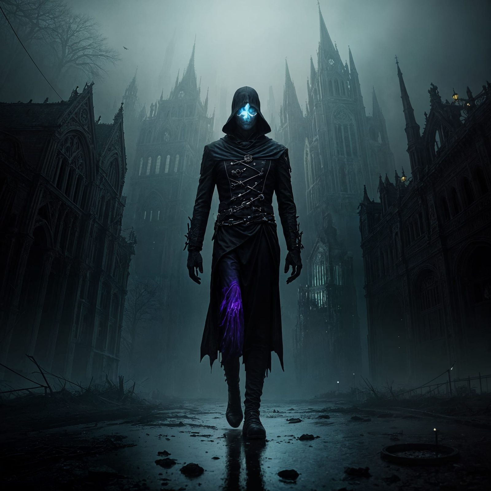 Ethereal Twilight Cityscape in Cyberpunk Aesthetic