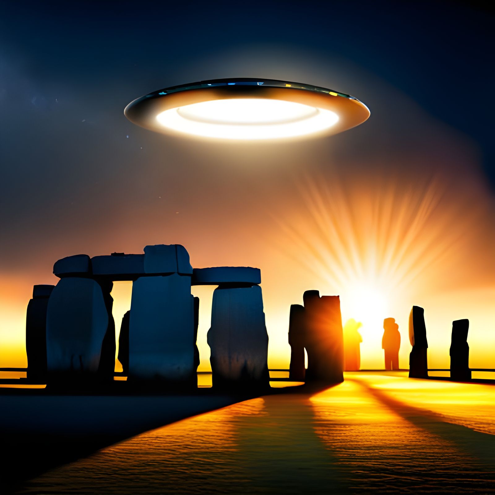 Hyperrealistic UFO Over Stonehenge