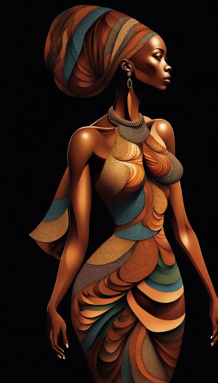 Radiant Abstract African Woman in 3D Fractal Style