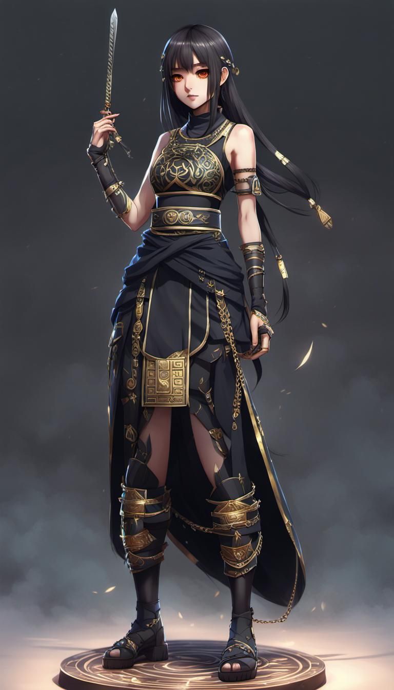 Egyptian Queen Ninja Girl in 3D Anime Style