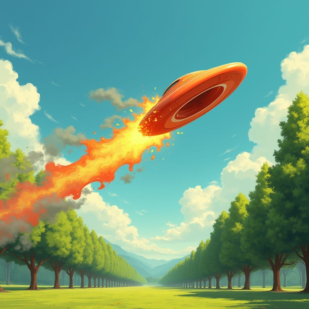 Frisbee Blazing Through Sunny Park in Dynamic, High-Energy S...