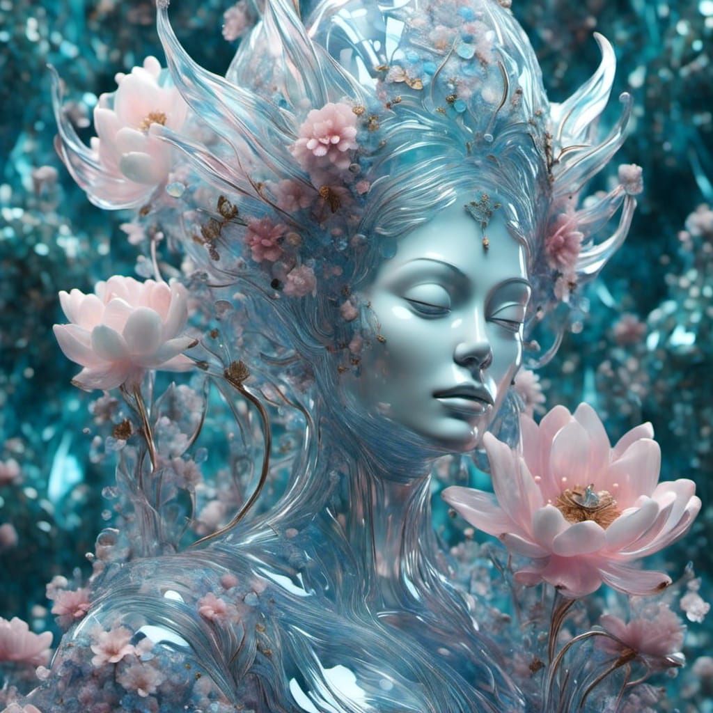 Alien Queen Marble Statue in Glass Gondola