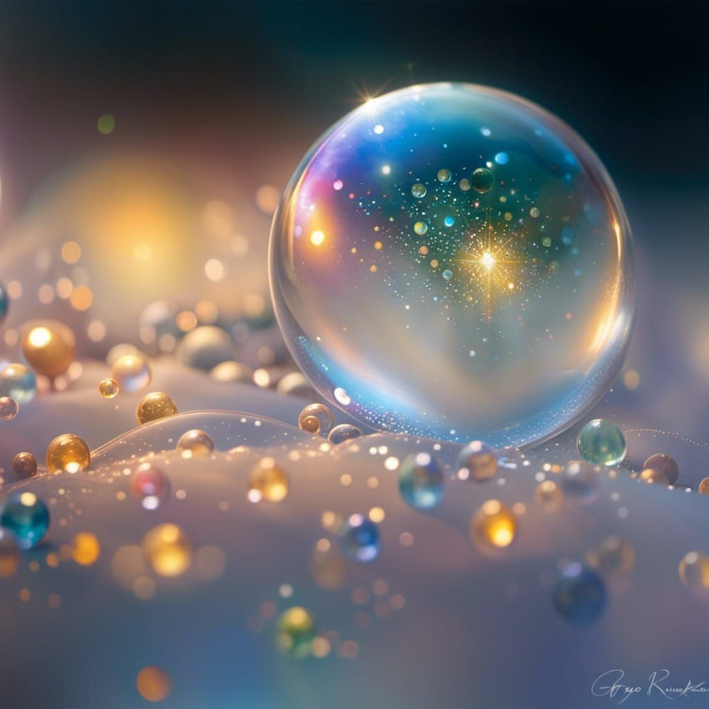Sparkling Bubbles in Soft Watercolor with Intricate Details