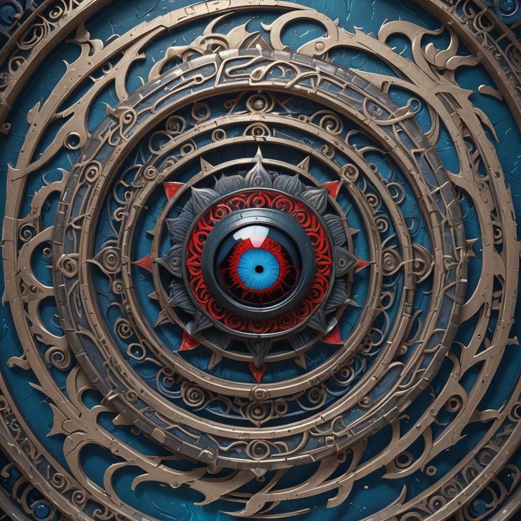 Blue Sharingan with Lotus Design in Detailed Matte Painting
