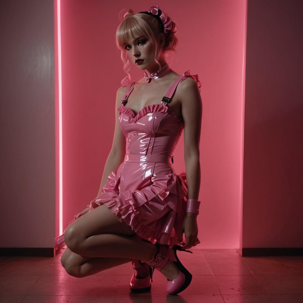 Elegant Male Sissy Maid in Hyperrealistic Film Still