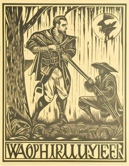 Vintage Vampire Hunter Woodcut Illustration
