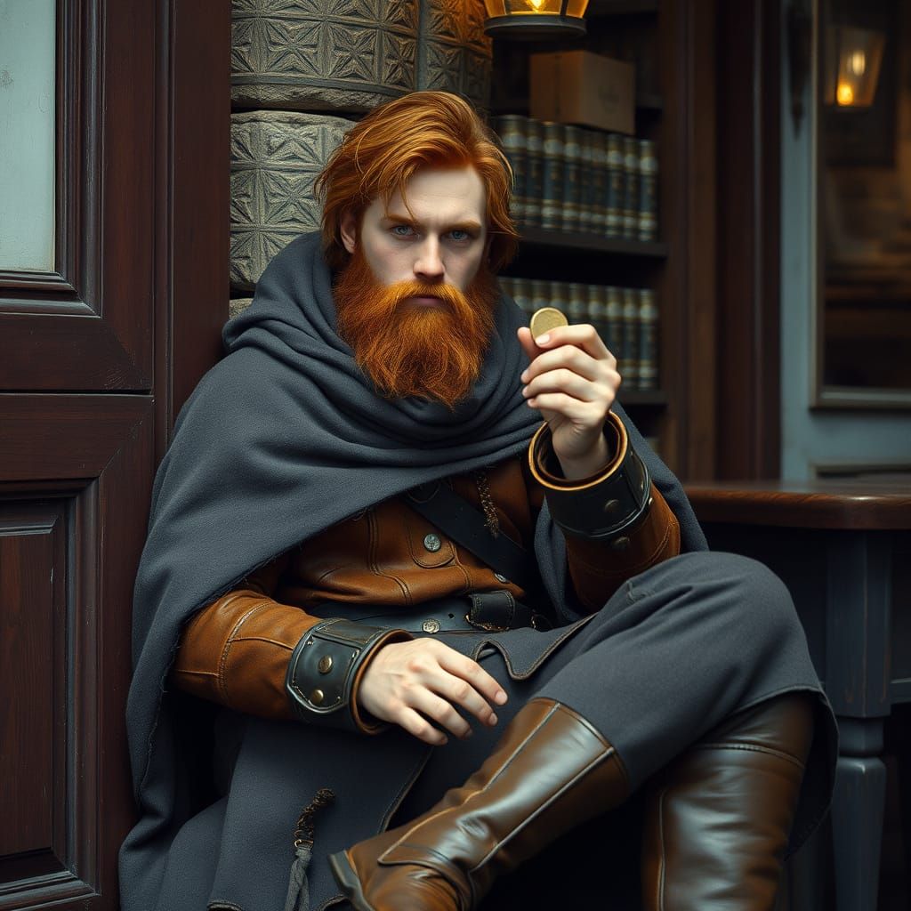 Tavern Scene: Man with Copper Hair in Cinematic Style