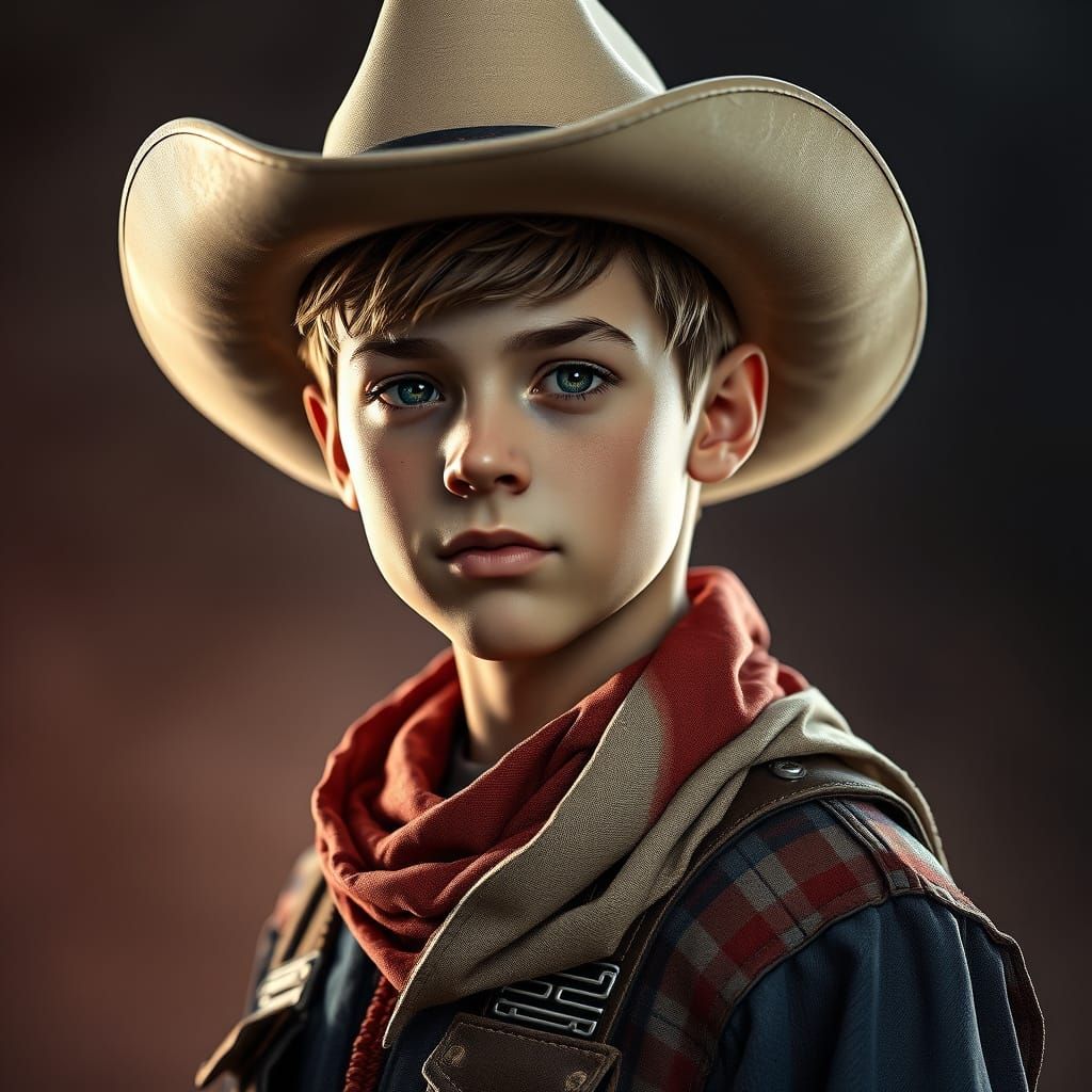 Cowboy Boy Portrait with Ornate Lighting