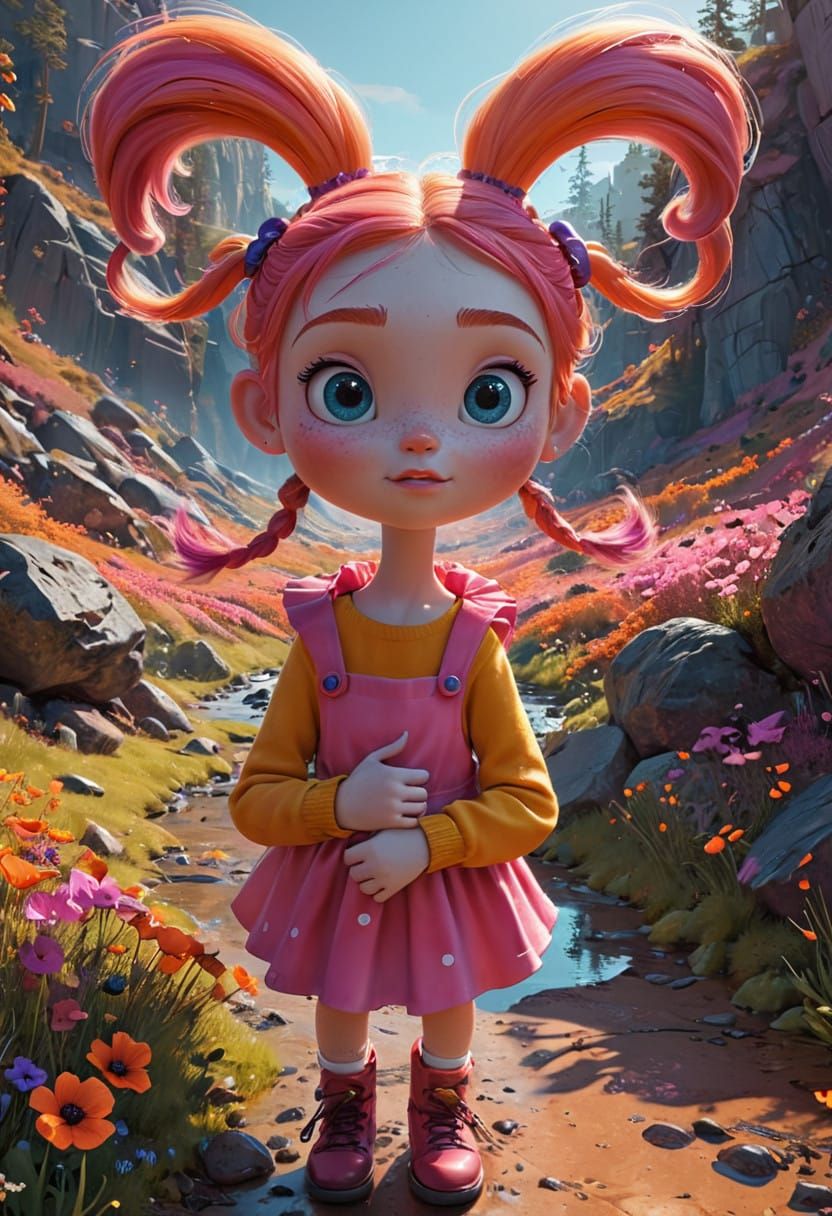 Adorable Toon Poppy Fleeing Twisted in Whimsical Candyland L...