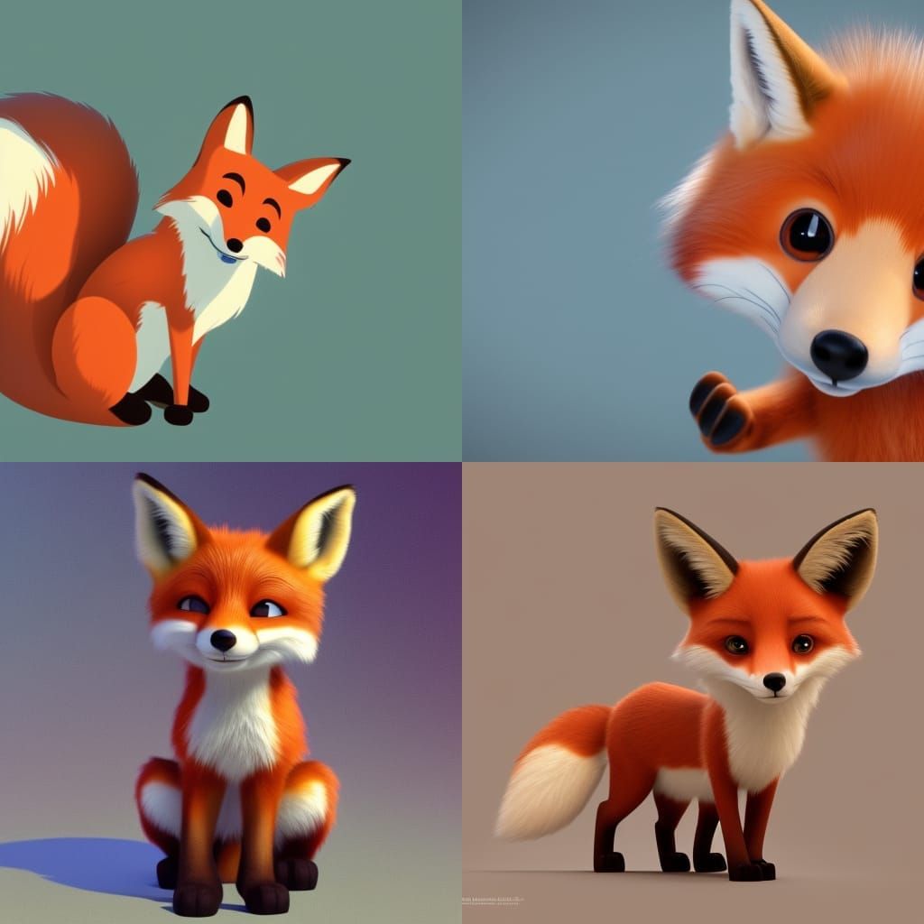 Adorable Fox in Disney Pixar 3D Style